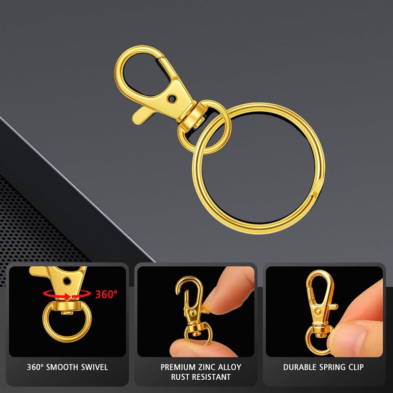 Bonison Gold Keychain Making Kit 50PCS – 25 Lobster Claw Clasps & 25 Key Rings, DIY Jewelry Craft Accessories for Handmade Projects - Image 3